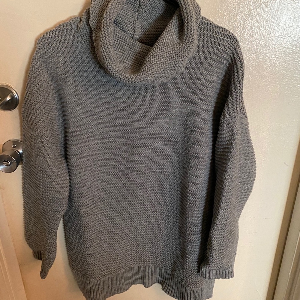 Pink Lily Grey Cowl Neck Sweater